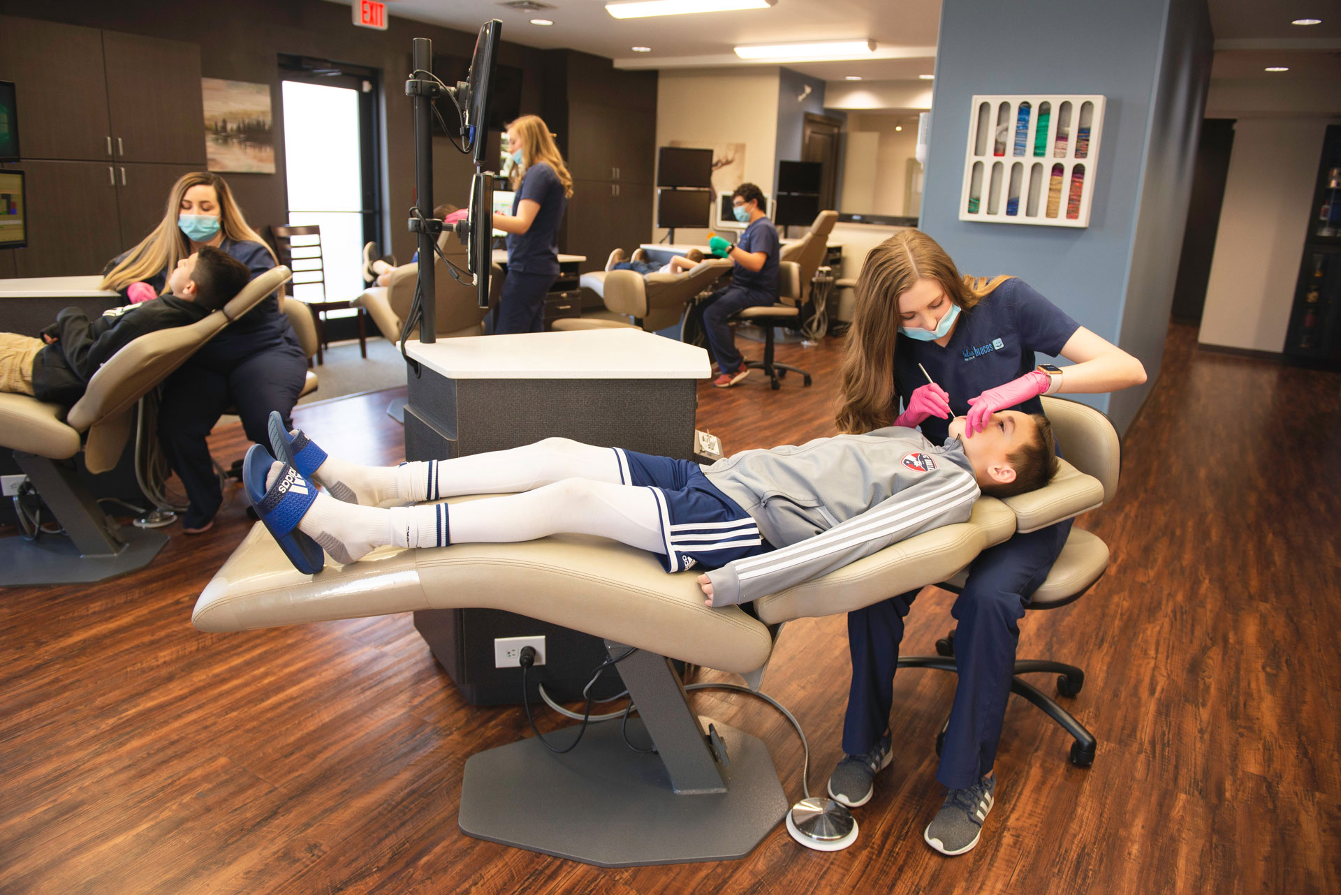 Patient undergoing an exam